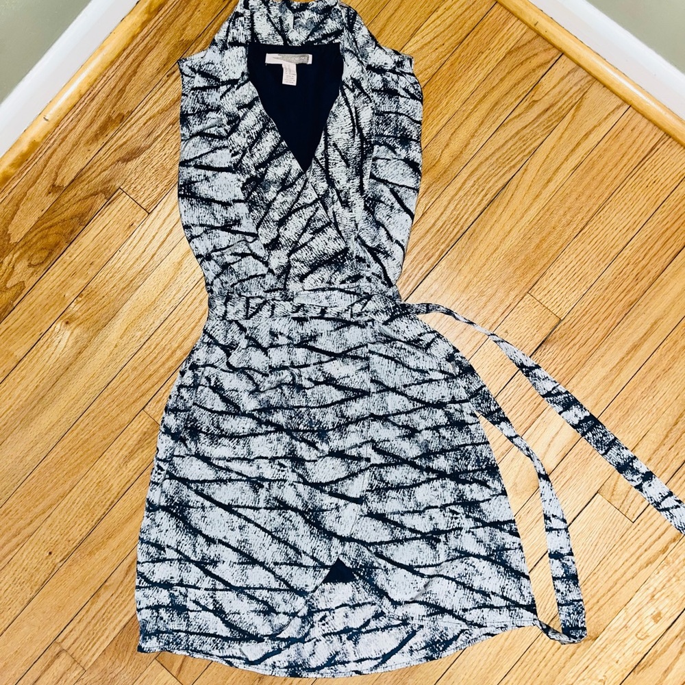 Navy blue and white dress